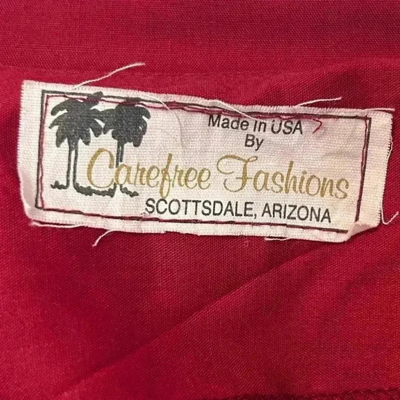 Vintage Carefree Fashions Burgundy Blouse Button Down 3/4 Sleeve Made in USA - Picture 2 of 5